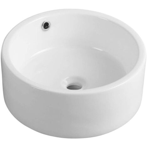 Aqualine Céramique - Lavabo de comptoir, diamètre 42 cm, sans trou pour robinet, blanc 49414 (1/2)
