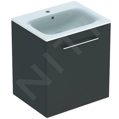 Geberit Selnova Square - Meuble-vasque 635x588x480 mm, avec vasque, 1 porte, gris velouté mat 501.253.00.1 (1/3)