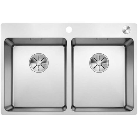 Blanco Andano 340/340 - Évier 745x500 mm avec commande excentrique PushControl, inox 525248 (1/5)