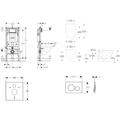 Geberit Duofix - Set de bâti-support, cuvette Oudee et abattant softclose, plaque de déclenchement Sigma20, blanc/chrome