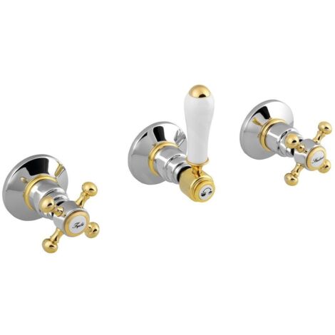 Sapho Antea - Mitigeur de douche encastré pour 2 appareils, chrome/or SET305-102 (1/5)