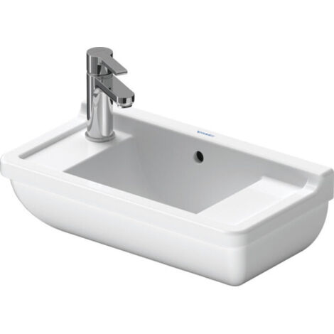 Duravit – Lave-mains mural 500x260mm – Avec trop-plein et plage de robinetterie – 2 trous prépercés – Céramique sanitaire émaillée