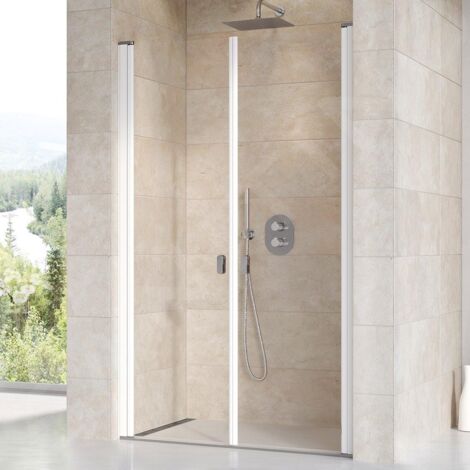 Ravak Chrome - Porte de douche en deux parties CSDL2-120, 1175-1205 mm, blanc/verre transparent 0QVGC10LZ1 (1/4)