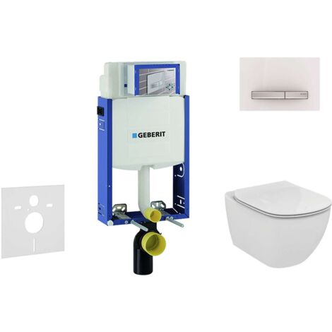 Geberit Kombifix - Bâti-support pour WC suspendu avec plaque de déclenchement Sigma 50, blanc alpin + Ideal Standard Tesi – (1/5)