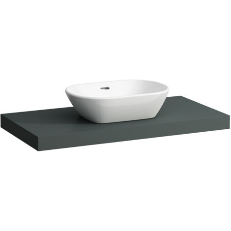 Laufen Lani - Comptoir pour lavabo, 99 cm, découpe au centre, gris H4046611122661 (1/4)