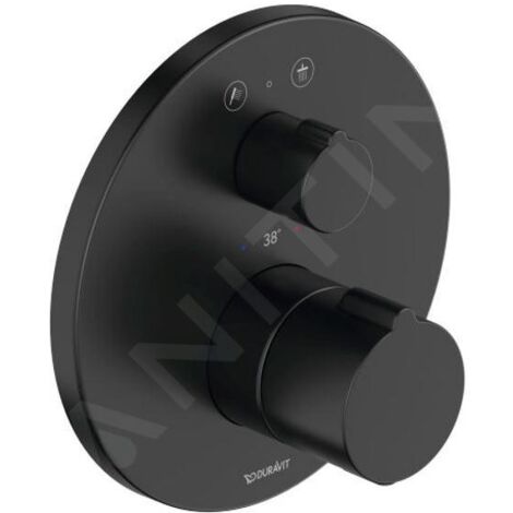 Duravit C.1 - Mitigeur thermostatique de douche encastré, pour 2 sorties, noir mat C14200014046 (1/2)