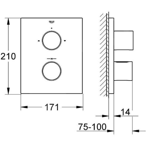 Grohe Grohtherm F - Mitigeur thermostatique de baignoire encastré, chrome 27618000