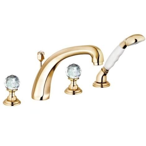Kludi Adlon - Mitigeur de baignoire avec vidage, installation à 4 trous, doré 5152445G4 (1/2)