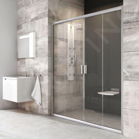 Ravak Blix - Porte de douche en quatre parties BLDP4-120, 1170-1210 mm, verre satiné/clair 0YVG0U00Z1 (1/5)