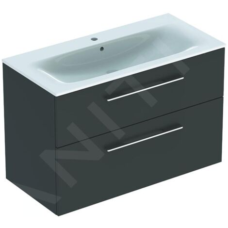 Geberit Selnova Square - Meuble-vasque 635x988x480 mm, avec vasque, 2 tiroirs, gris velouté mat 501.245.00.1 (1/3)
