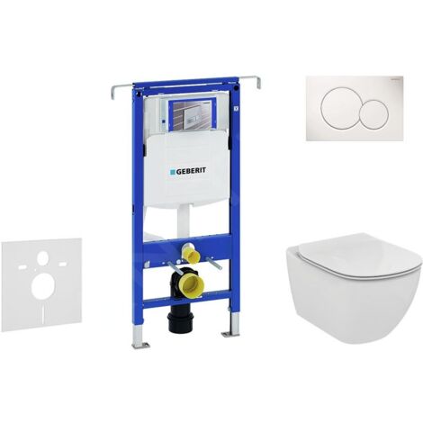Geberit Duofix - Set de bâti-support, WC suspendu Rimless+ abattant SoftClose Ideal Standard Tesi, plaque de déclenchement (1/5)