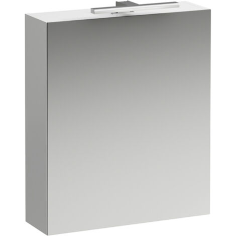 Laufen Base - Armoire miroir avec éclairage LED, 70x60x19 cm, 1 portes, charnières à droite, blanc mat H4027521102601 (1/5)