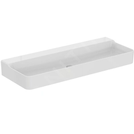 Ideal Standard Conca Ceram - Double-lavabo à poser 1200x450 mm, sans trop-plein, sans trou pour robinet, blanc T384501 (1/4)