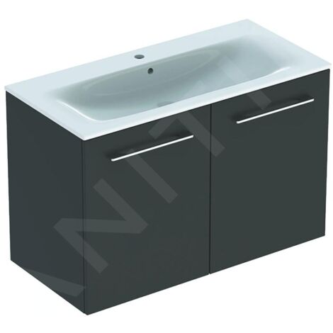 Geberit Selnova Square - Meuble-vasque 635x988x480 mm, avec vasque, 2 portes, gris velouté mat 501.261.00.1 (1/3)
