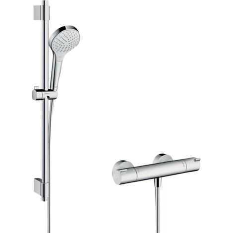 Hansgrohe Croma Select S - Set de douche avec thermostat Ecostat, 2 jets, chrome 27833400 (1/8)
