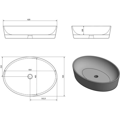 Sapho Lavabos - Lavabo Pera 625x420 mm, sans trou pour robinet, sans trop-plein, blanc AR457