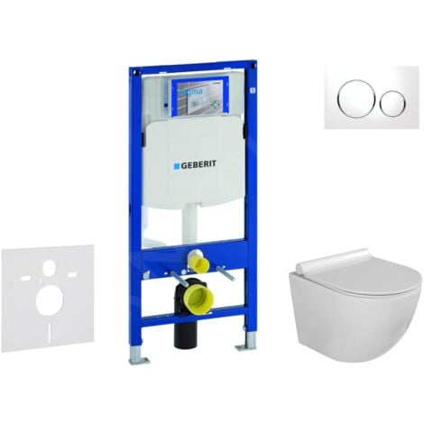 Geberit Duofix - Set de bâti-support, cuvette Gaia et abattant softclose, plaque de déclenchement Sigma20, blanc/chrome