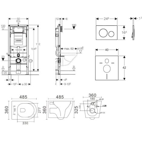 Geberit Duofix - Set de bâti-support, cuvette Gaia et abattant softclose, plaque de déclenchement Sigma20, blanc/chrome