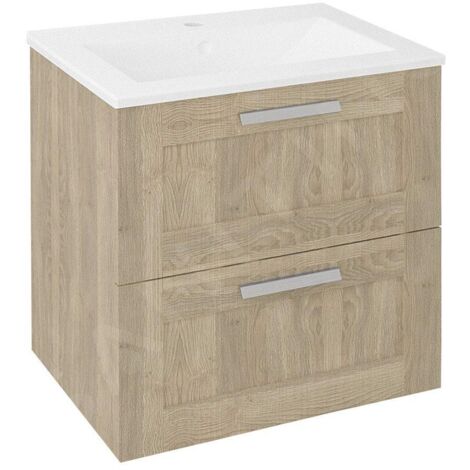 Sapho Amia - Meuble lavabo 590x600x450 mm, 2 tiroirs, chêne Texas AM060-2020 (1/5)