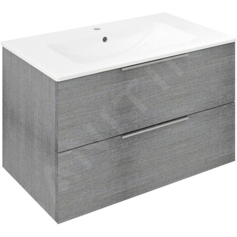 Sapho Cirasa - Meuble-lavabo 80x52x46 cm, 2 tiroirs, chêne argenté CR801-1111 (1/5)