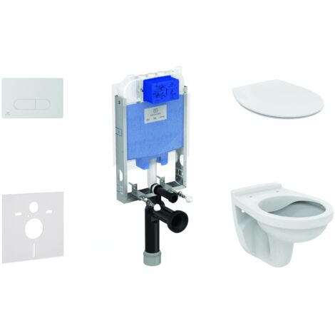 Ideal Standard ProSys - Set d'installation pré-murale, cuvette Alpha avec abattant, plaque de déclenchement Oleas M1, (1/5)