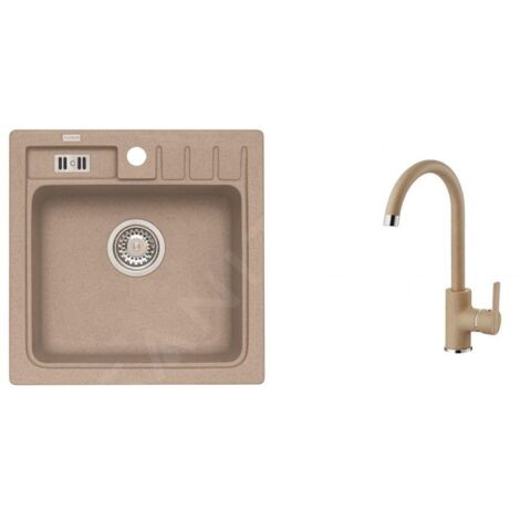 Alveus Sets - Ensemble d'évier Niagara 20 et la robinetterie Tonia, beige SETA102 (1/4)
