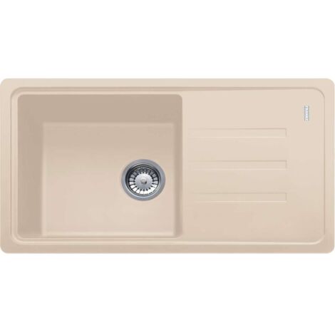 Franke – Évier en fragranit 1 bac 78x44 cm – Égouttoir réversible – Siphon compact 6/4“ avec prise lave-vaisselle – Bonde à panier 3 1/2“ (1/3)