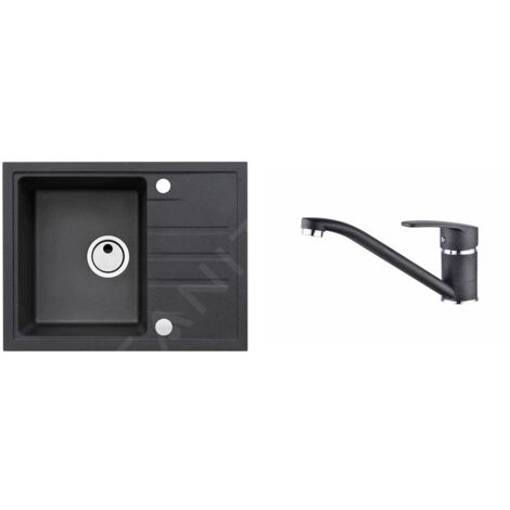 Alveus Sets - Ensemble d'évier Intermezzo 30 et la robinetterie Nina, carbone SETA002 (1/5)