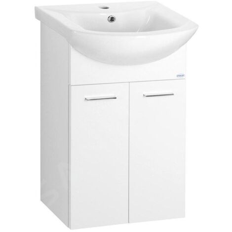 Aqualine Zoja - Meuble lavabo 420x740x250 mm, 2 portes, blanc 51045A (1/4)