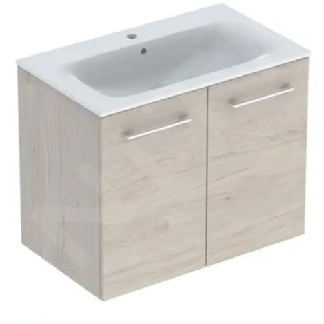 Geberit Selnova Square - Meuble-vasque 635x788x480 mm, avec vasque, 2 portes, noyer clair hickory 501.259.00.1 (1/3)