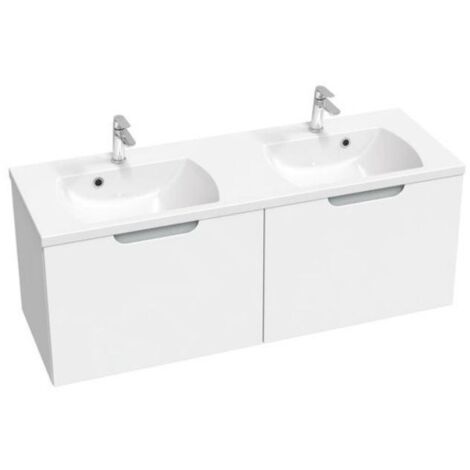 Ravak Classic II - Meuble lavabo 1294x446x470 mm, 2 tiroirs, blanc/gris brillant X000001483 (1/3)
