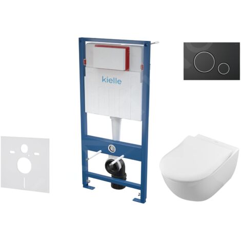 kielle Genesis - Set de bâti-support, cuvette Subway et abattant softclose, CeramicPlus, plaque de déclenchement Gemini II, (1/5)