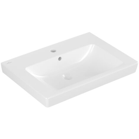 Vasque Subway 2.0 sur meuble blanche avec trop-plein et trou Lxl : 470x650mm (1/2)