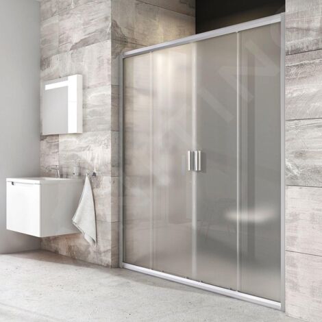 Ravak Blix - Porte de douche en quatre parties BLDP4-180, 1770-1810 mm, satiné/verre Grape 0YVY0U00ZG (1/5)