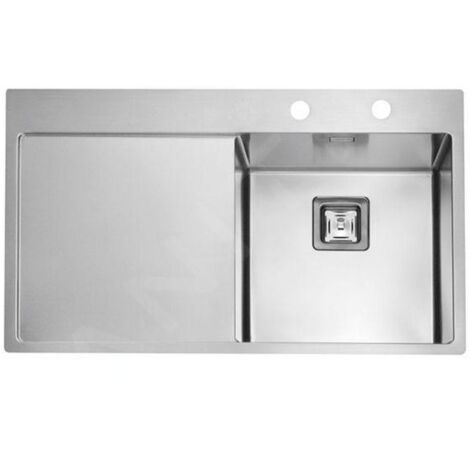 Alveus Stylux - Évier 860x510 mm, avec commande de vidage, bac à droite, inox 1084294 (1/2)