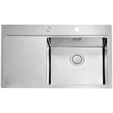 Alveus Pure Up - Évier 860x525 mm, avec commande du vidage, bac à droite, inox 1123792 (1/2)
