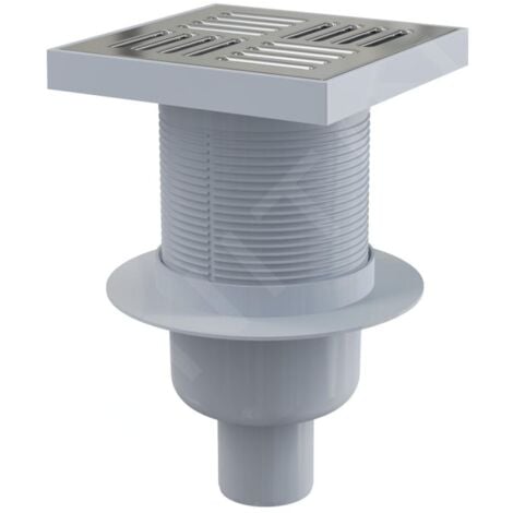 Alcadrain Douchegoten - Siphon de sol droit 150x150 mm, diamètre 50 mm, arrêt des odeurs d'eau, acier inoxydable/plastique