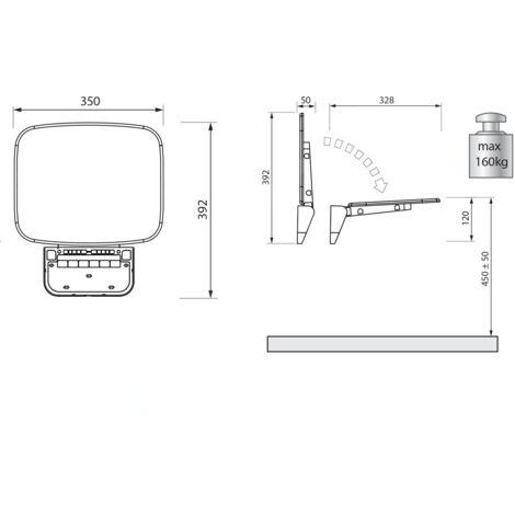 Polysan Saap - Siège de douche rabattable, 350 x 328 mm, noir mat CW1220B