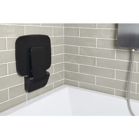 Polysan Saap - Siège de douche rabattable, 350 x 328 mm, noir mat CW1220B