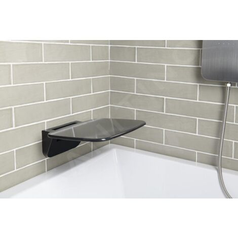 Polysan Saap - Siège de douche rabattable, 350 x 328 mm, noir mat CW1220B