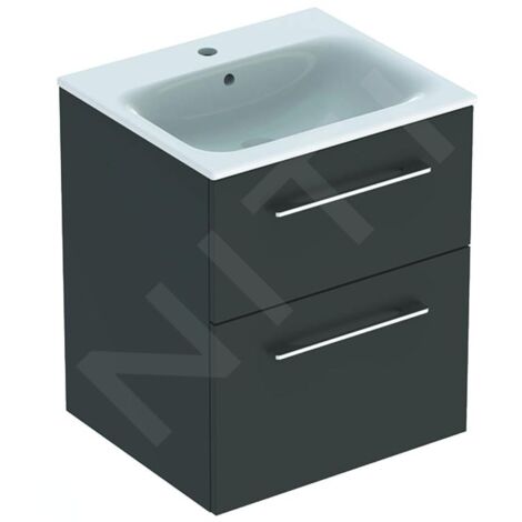 Geberit Selnova Square - Meuble-vasque 635x538x480 mm, avec vasque, 2 tiroirs, gris velouté mat 501.233.00.1 (1/3)