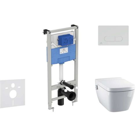 Ideal Standard ProSys - Ensemble pour WC suspendu, cuvette et abattant TECEone, Plaque de déclenchement Oleas M1, Rimless, SoftClose, chrome ProSys120M SP60 (1/5)