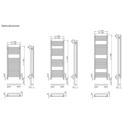 Radiateur sèche-serviettes à échelle avec thermostat AVANGARD 251W/230V