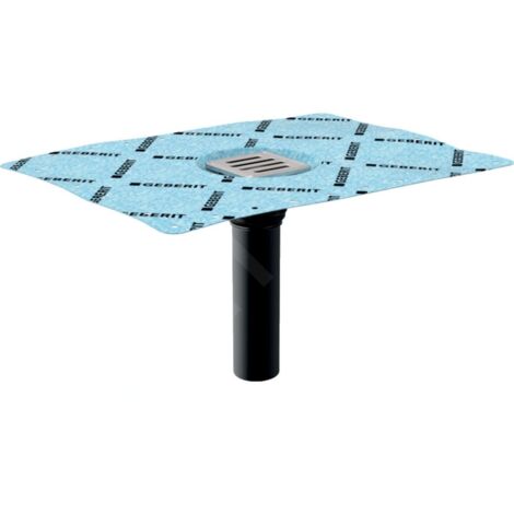 Geberit – Bonde de douche de plain-pied 50 mm – Acier inoxydable – Hauteur 340 mm – Natte d’étanchéité intégrée – Pour évacuation au sol