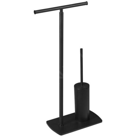 Sapho Accessoires de salle de bains Gedy - Porte-rouleaux WC et brosse de toilette et réservoir à poser Florida, noir mat 733214 (1/4)
