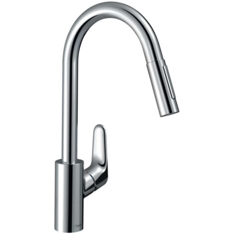 Hansgrohe Focus M41 - Mitigeur d'évier Focus avec douchette extractible, EcoSmart, chrome 31833000 (1/5)