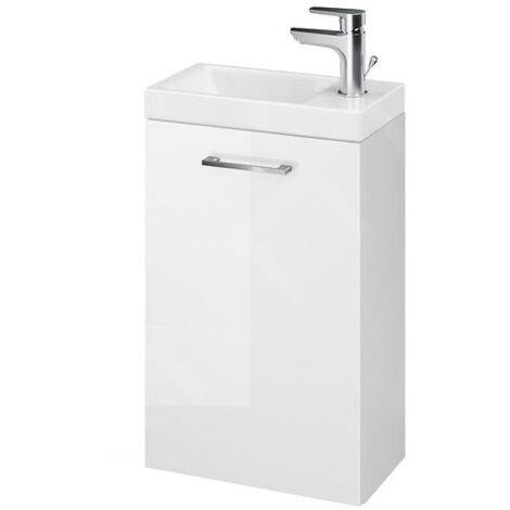 Cersanit Lara - Meuble avec lavabo, 59x39x22 cm, 1 porte, charnières G/D, blanc S801-187-DSM (1/3)