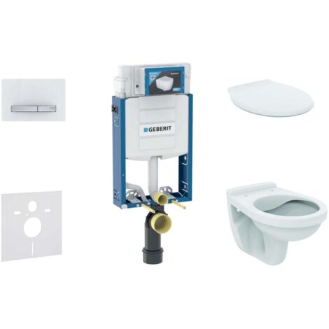 Geberit Kombifix - Set d'installation pré-murale, cuvette Alpha avec abattant, plaque de déclenchement Sigma50, blanc alpin (1/5)