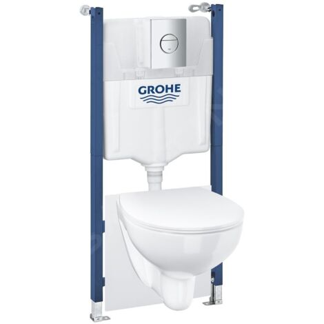 Grohe Solido - Set de bâti-support, cuvette Bau Ceramic et abattant Slim softclose, plaque de déclenchement Sail, chrome / (1/5)