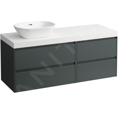 Laufen Lani - Meuble sous-lavabo, 58x137x49 cm, 4 tiroirs, découpe à gauche, gris/blanc H4045821122661 (1/2)